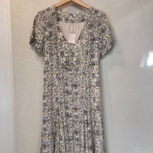 Free People Floral Button Down Dress - Mystic Magnolia Floral Boho Midi Dress